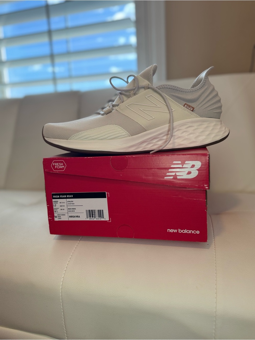 New Balance Men's Fresh Foam Roav Running Shoes - Light Gray/White
